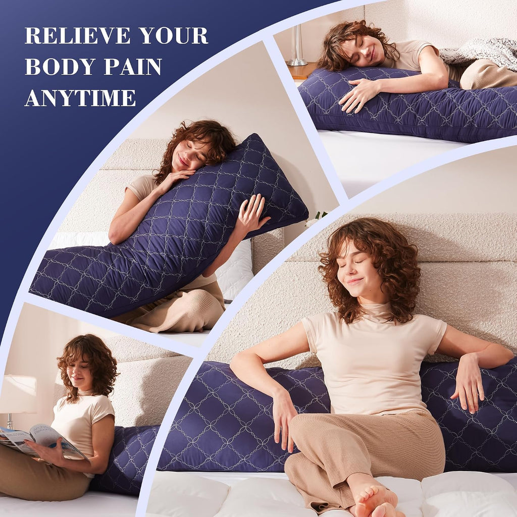 Decroom Memory Foam Body Pillow for Adults, Ultra-Soft Full Body Pillow with Diamond Quilted Cover, Support for Side Sleepers - Machine Was…