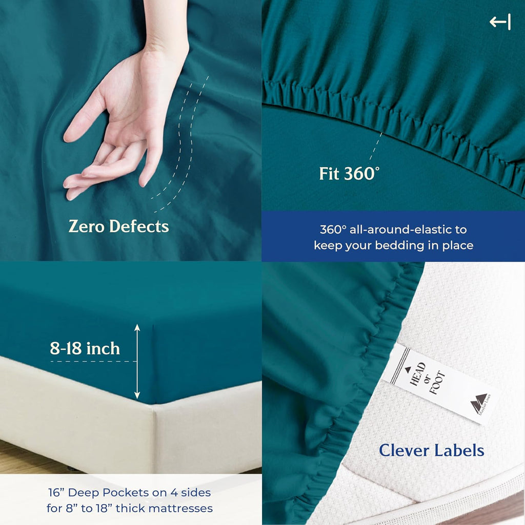 Mayfair Linen 100% Organic Cotton Sheets California King Size - 4 PC Organic Cotton Cal King Size Percale Weave Sheet Set, Soft, Cooling…