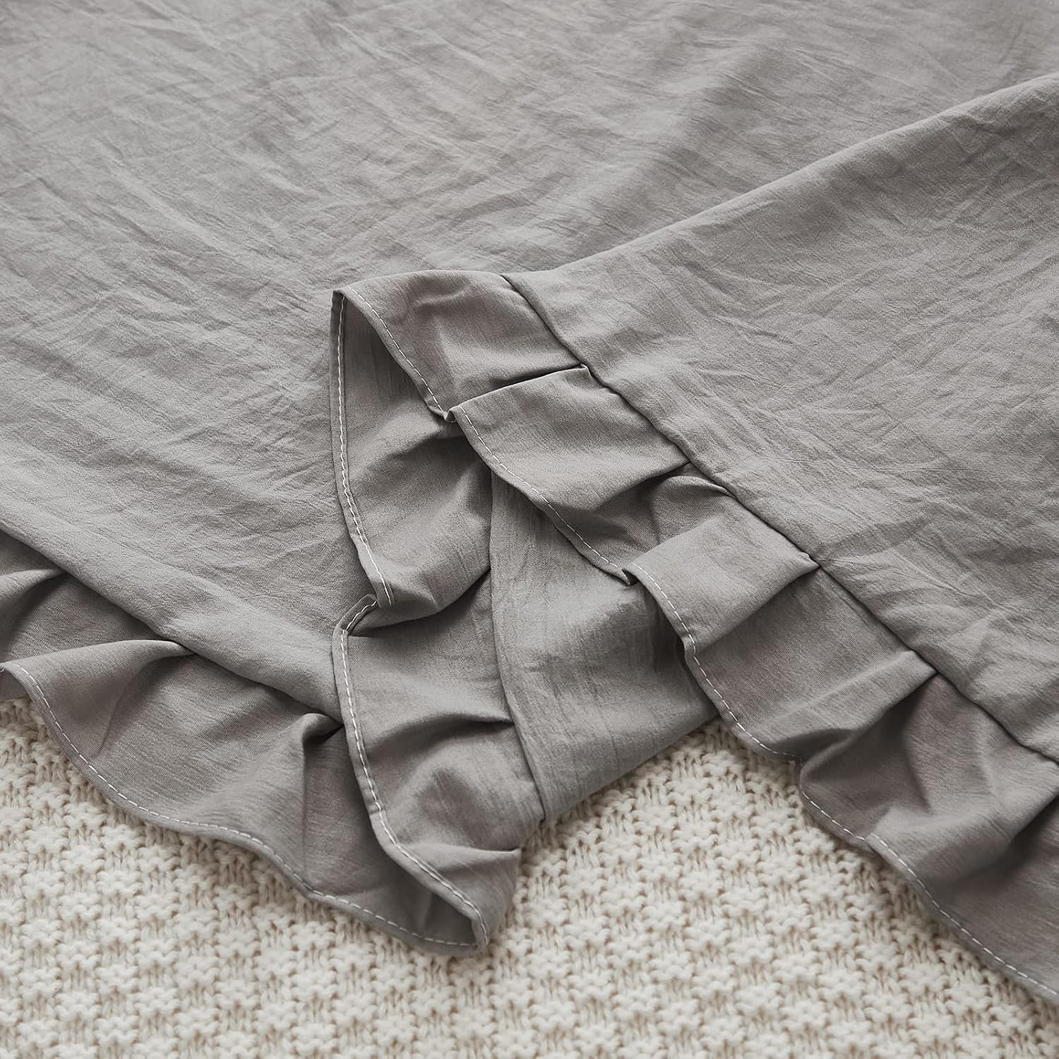 Merryword Shabby Chic 20x54in Light Grey Body Pillow Cover with Ruffled Fringe Decor Grey