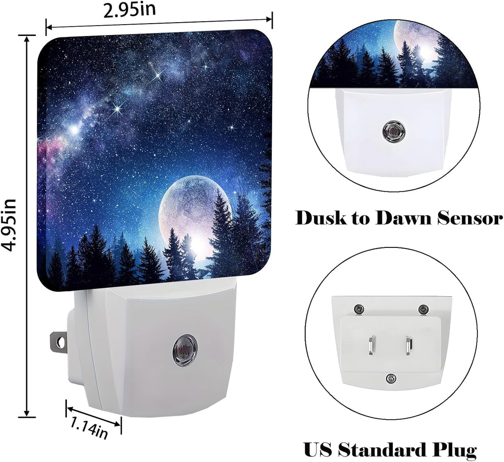 Sea Stars and Moon Night Light, Plug Into Wall for Boys Girls Bedroom Decorative Square Night Light Lamp 0.5w Sleep Friendly