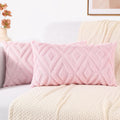 decorUhome Summer Couch Throw Pillow Covers 12x20 Set of 2, Decorative Soft Plush Faux Fur Wool Lumbar Accent Pillow Covers for Modern Farm…