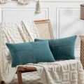 Fancy Homi 2 Packs Teal Lumbar Decorative Throw Pillow Covers 12x20 Inch for Living Room Couch Bed Sofa, Rustic Farmhouse Boho Home…