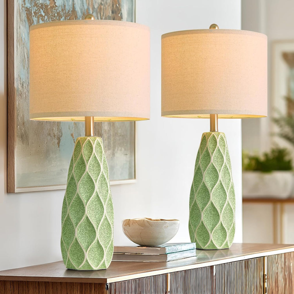 27.5" Ceramic Table Lamps for Living Room Bedroom Lamps Set of 2 Modern Boho Bedside Lamps Night Stands Farmhouse Vintage Large…