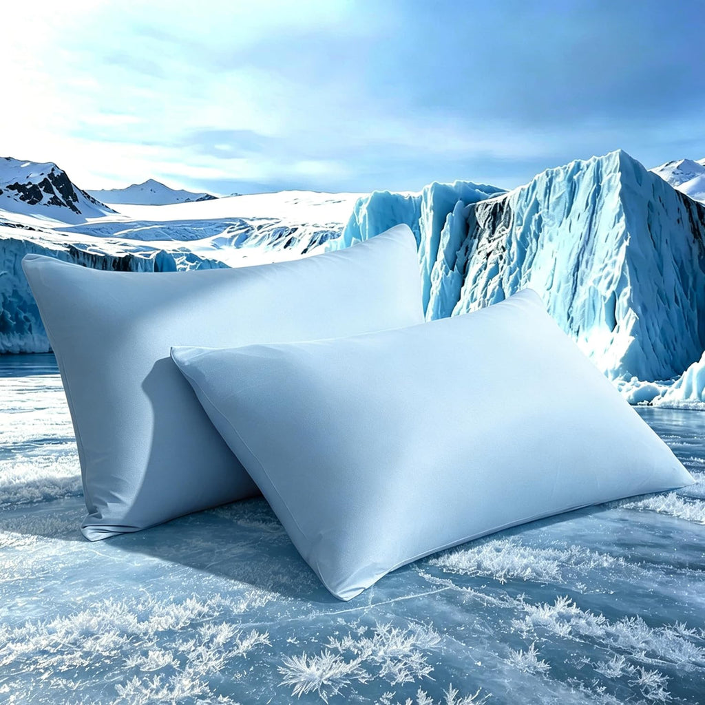 TELUS Cooling Pillowcases King Size 2-Pack, Silky Soft Breathable Pillow Case with Envelope Close, Stay Cool Pillow Cover for Hot…