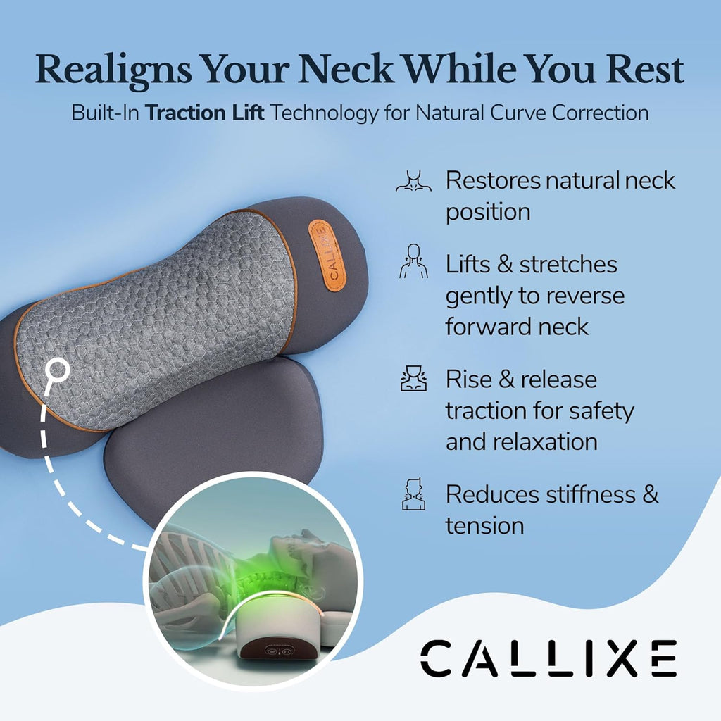 Callixe Original TheraPillow – 3-in-1 Neck Massager Pillow with Heat & Gentle Traction | Relaxing Neck & Shoulder Support with Vibration Ma…
