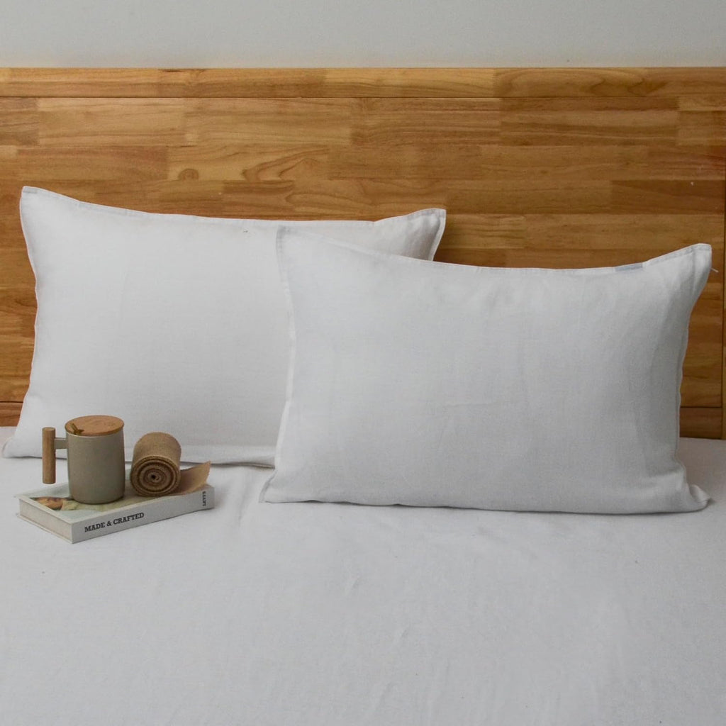 Chuffed Linen Pillowcases 2 Pack 100% Linen Standard Pillow Cases, Breathable and Cooling Washed Pillowshams with Zipper Closure, 20x26 Inc…