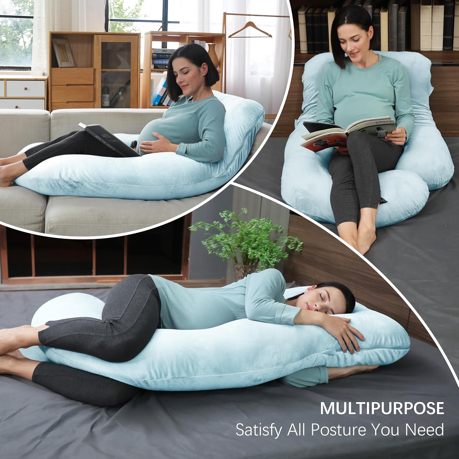 Moonpark MOON PARK Pregnancy Pillows for Sleeping - U Shaped Full Body Maternity Pillow with Removable Cover - Support for Back, Legs, Bell…
