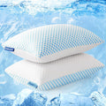 EASELAND Firm Pillows Shredded Memory Foam with Adjustable Fill - Queen Size Set of 2, Removable Cooling Cover for Hot Sleepers, Cool Bed…
