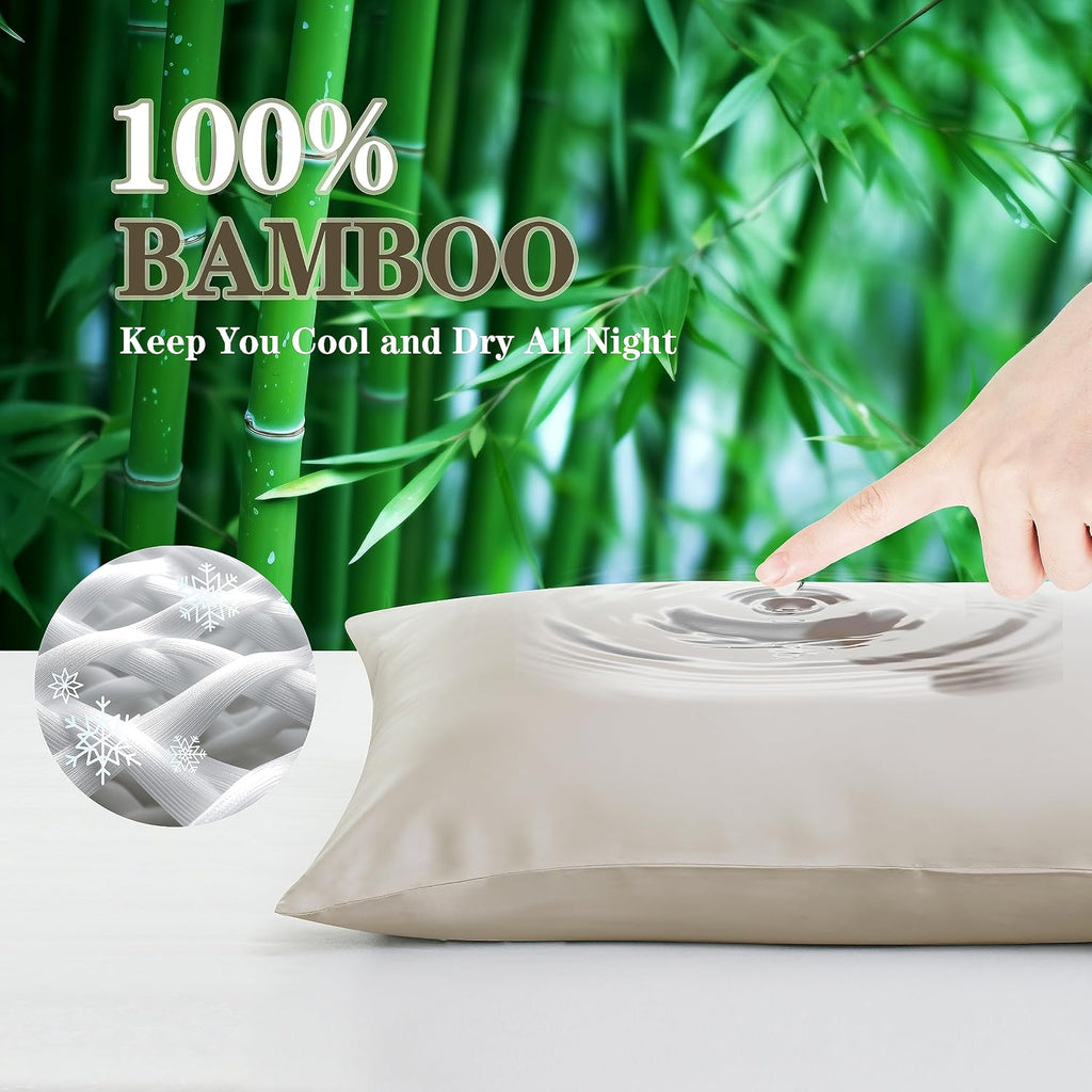 ShunjieHome 4 Pack Bamboo Viscose Pillow Protectors Toddler Size, 400 Thread Count Cooling Zippered Pillowcases for Hot Sleepers & Night Sw…