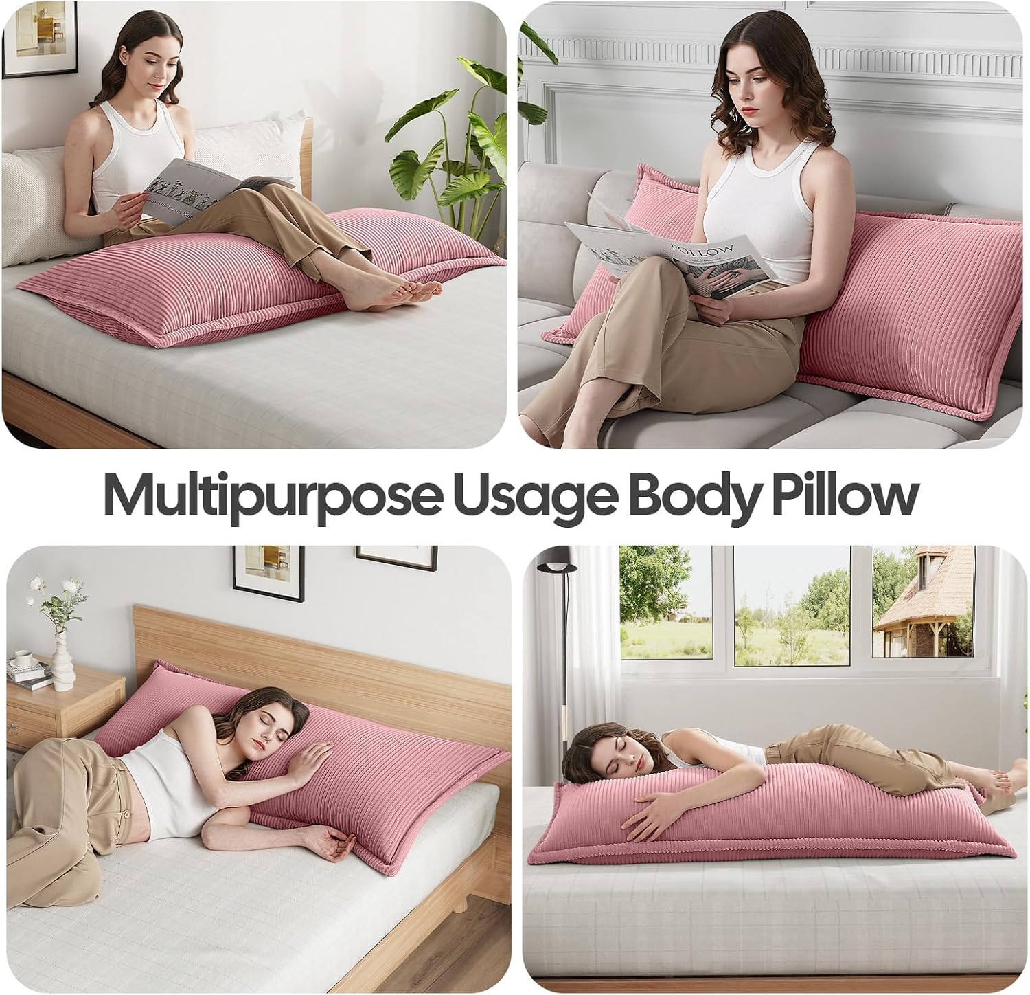 OutdoorFurnitureAccessories 20x54 Body Pillow for Adults, Long Body Pillow for Bed with Shredded Memory Foam, Big Firm Pillows for Pregnanc…