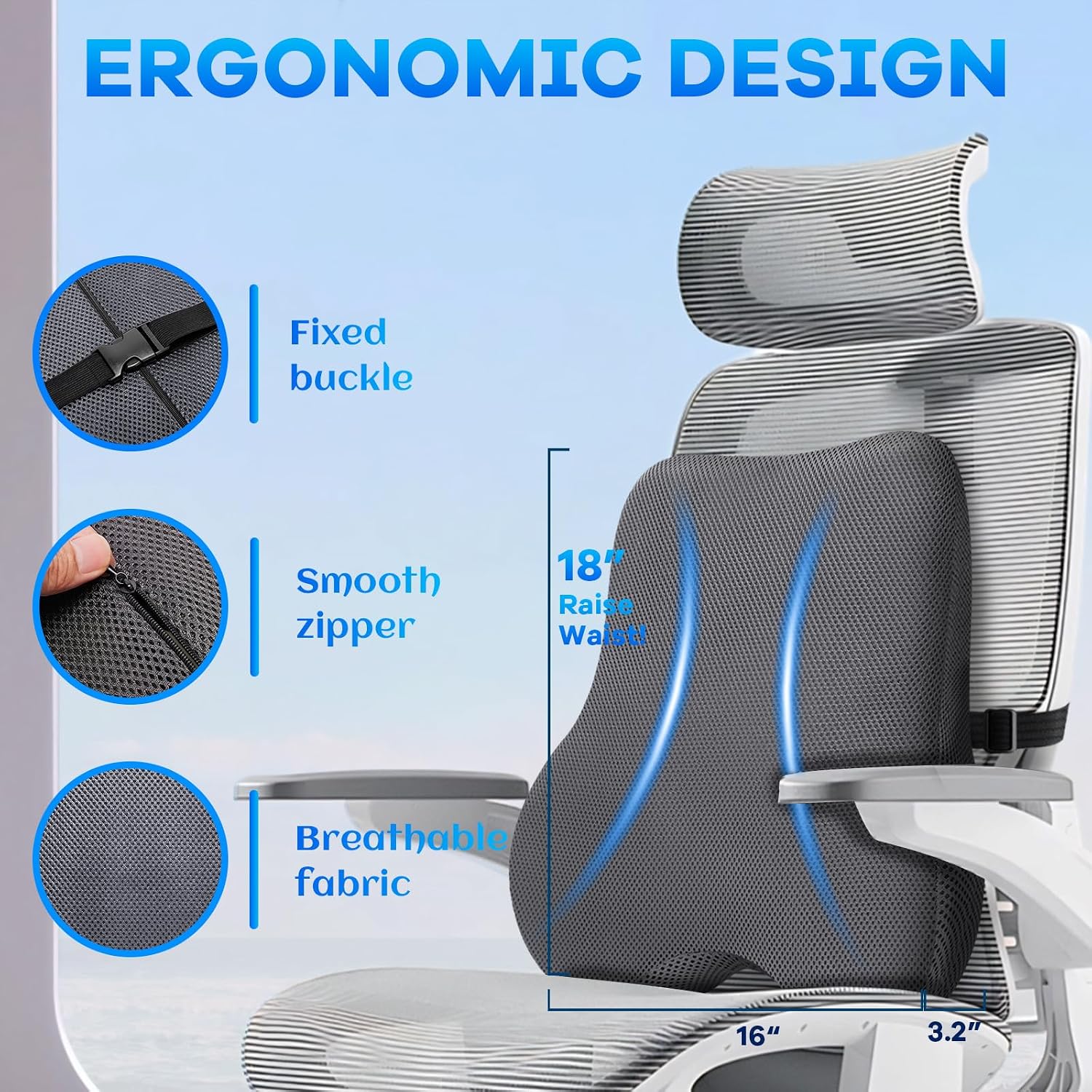 Watshyon Gel Seat Cushion & Lumbar Support Pillow Set, Cooling Memory Foam for Coccyx & Sciatica, Ergonomic Desk Chair Cushion with…