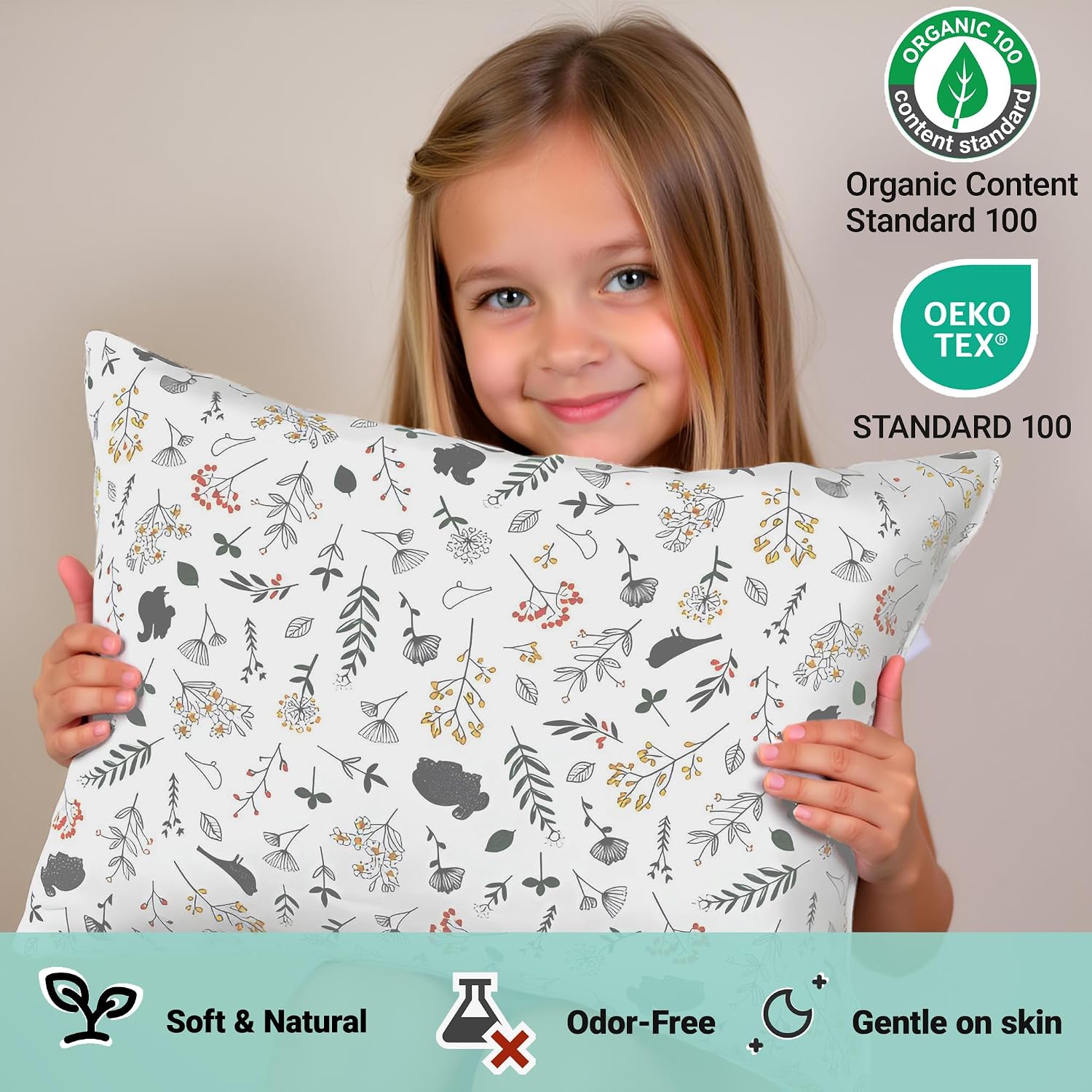 ZPECC-ABrandThatHasBeenFocusedOnBeddingFor20Years ZPECC Toddler Pillow with Pillowcase - 13x18 Organic Cotton Hypoallergenic Kids Pillow, B…