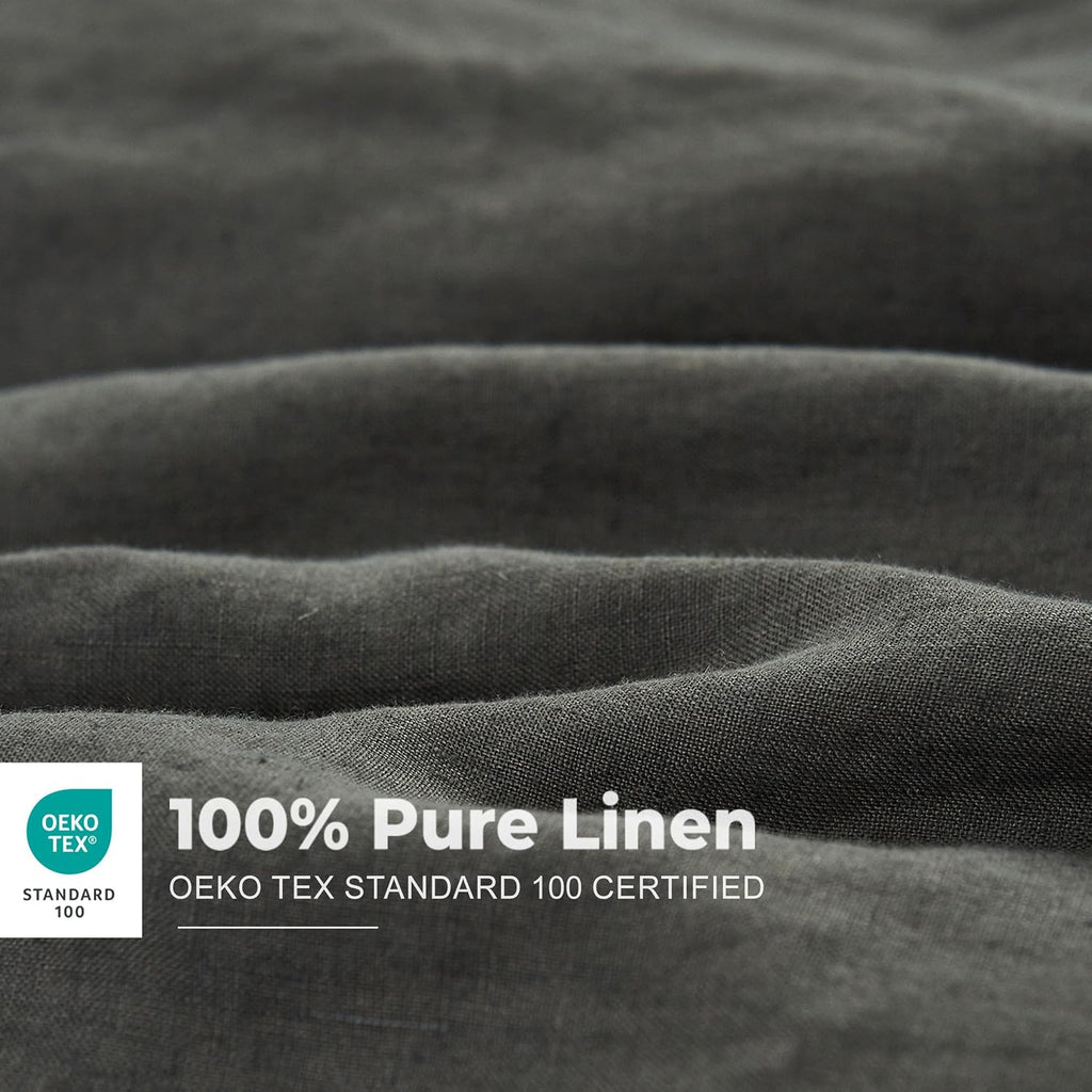 Simple&Opulence 100% Washed Linen Duvet Cover with Embroidered, 3 Pieces Soft Farmhouse Comforter Set with Button Closure,1…