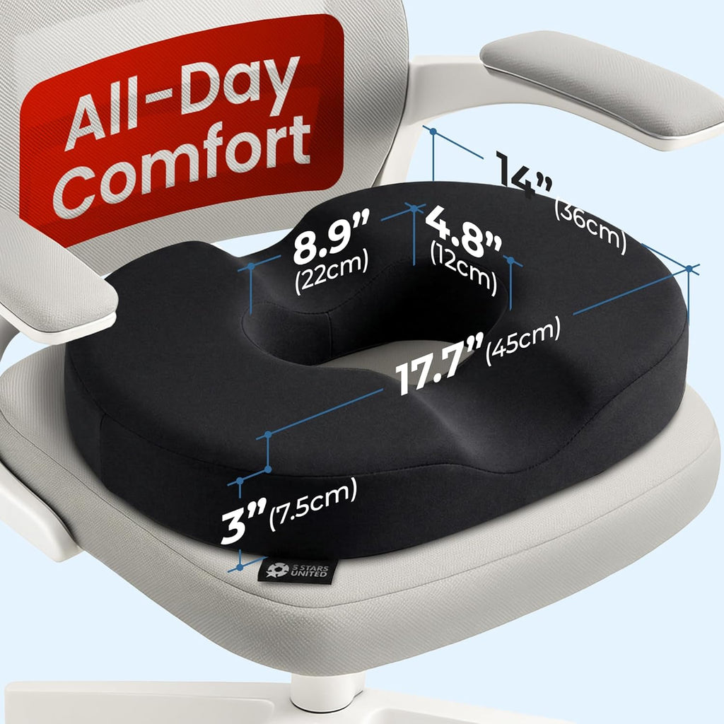 5Starsunited 5 STARS UNITED Donut Pillow Hemorrhoid Tailbone Cushion – Large Floor Cushion for – Coccyx, Prostate, Sciatica, Pelvic Floor,…