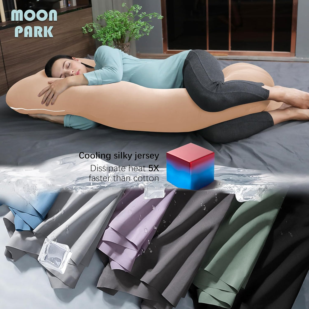 Moonpark MOON PARK Pregnancy Pillows for Sleeping - U Shaped Full Body Maternity Pillow with Removable Cover - Support for Back, Legs, Bell…