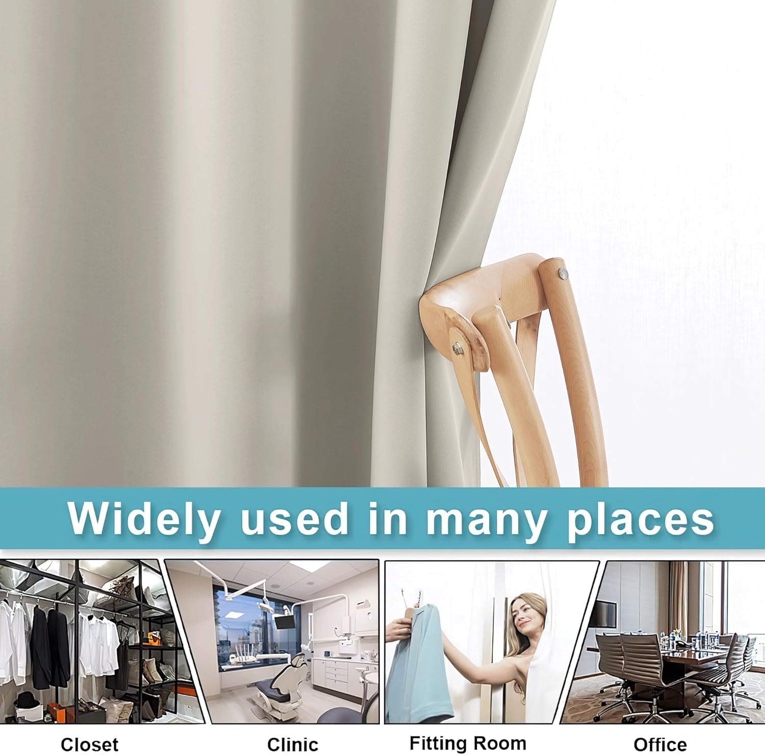 Rybhome RYB HOME Temporary Doorway Curtains Blackout Privacy Room Divider Curtains Portable Drapes for Closet Wall Panel for Bedroom Living…