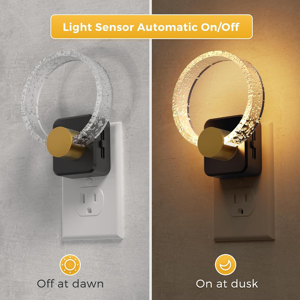 L LOHAS LED Night Lights Plug into Wall, Plug in Night Light with Light Sensor, 3000K Soft White, 0-100LM Brightness Adjustable, Bubble…