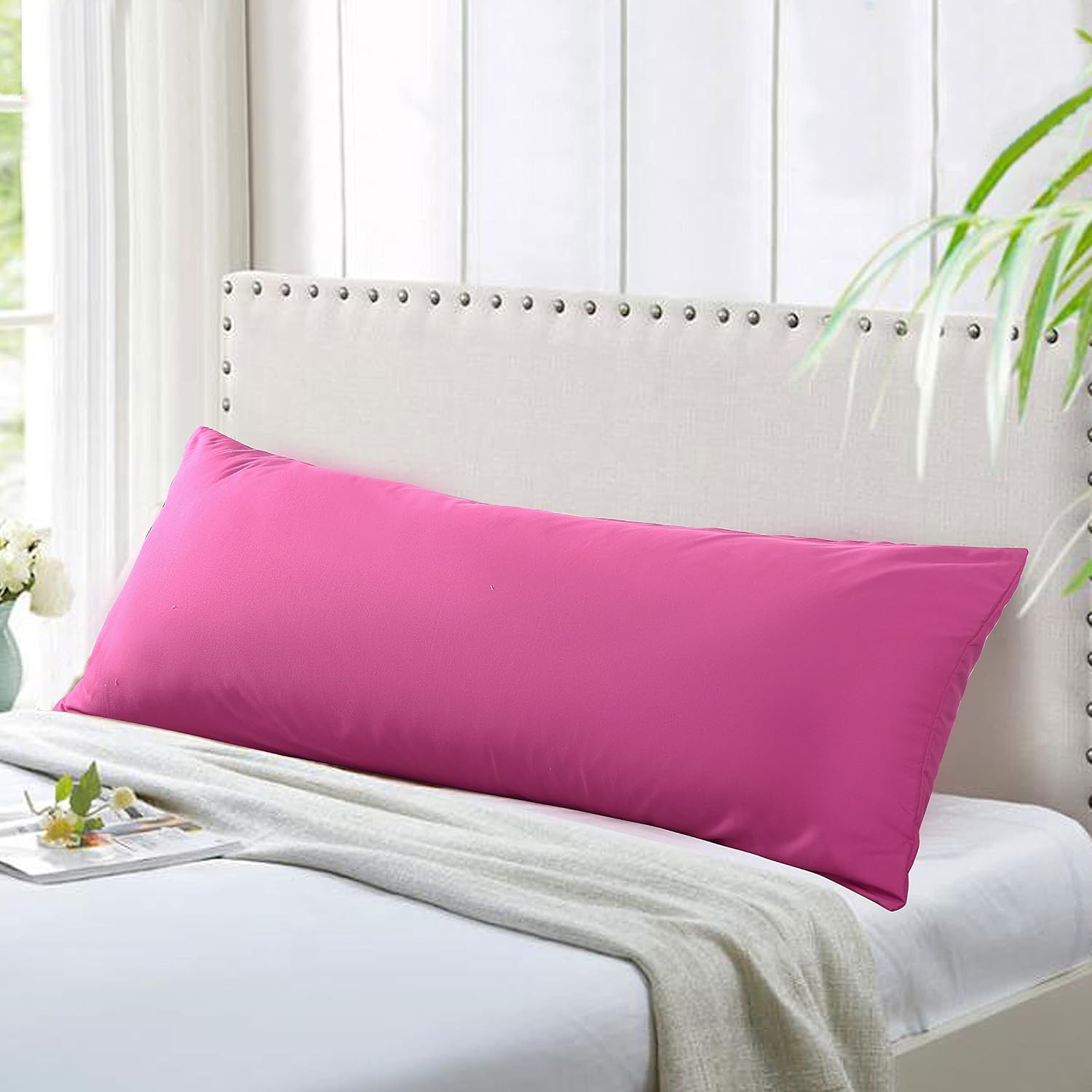 Evolive Ultra Soft Microfiber Body Pillow Cover/Pillowcases 21"x54" with Hidden Zipper Closure (21"x54" Body Pillow Cover, Fuchisa Red)