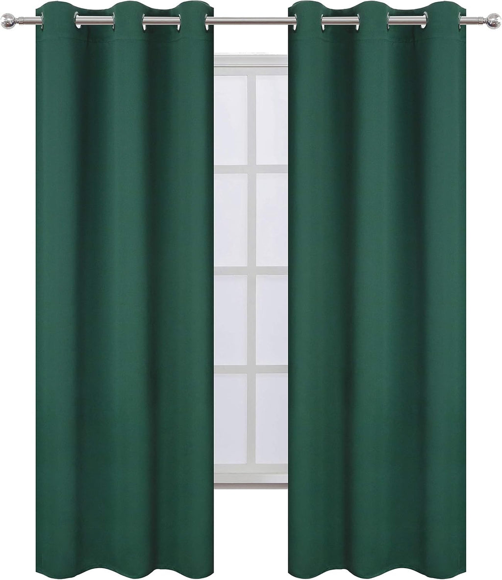 Lemomo Dark Green Thermal Blackout Curtains/38 x 84 Inch/Set of 2 Panels Room Darkening Curtains for Bedroom 84 Inch Green