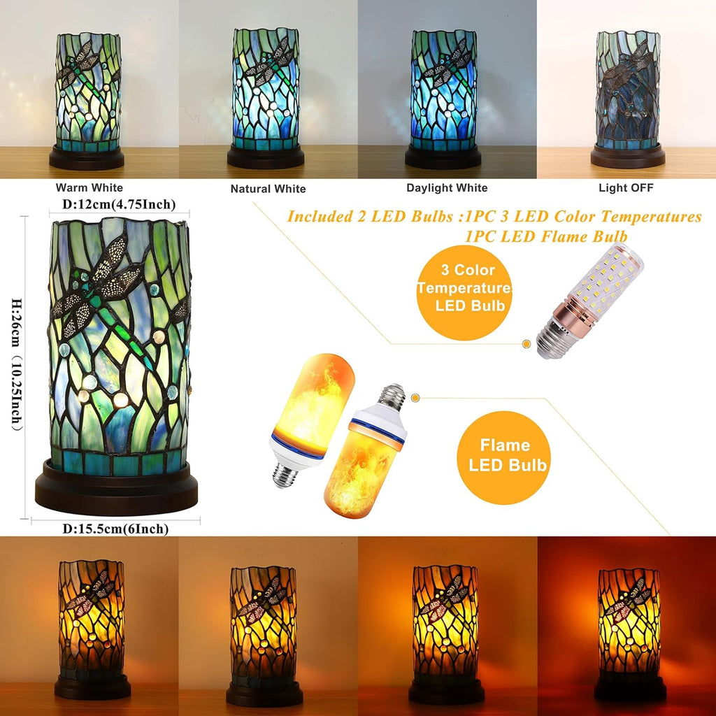 Tiffany Style Table Lamp for Bedroom Baroque Stained Glass Nightstand Bedside Night Lamp Party Light Hand-Made Art Home Deco Christmas…