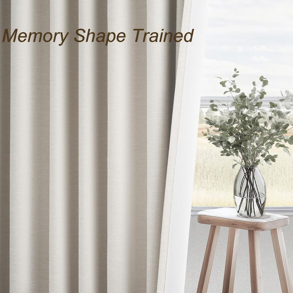 Topfinel Cream Linen Blackout Curtains 84 Inch Long for Bedroom Living Room, Ivory Pinch Pleat Back Tab Full Blackout Drapes Farmhouse Boho…