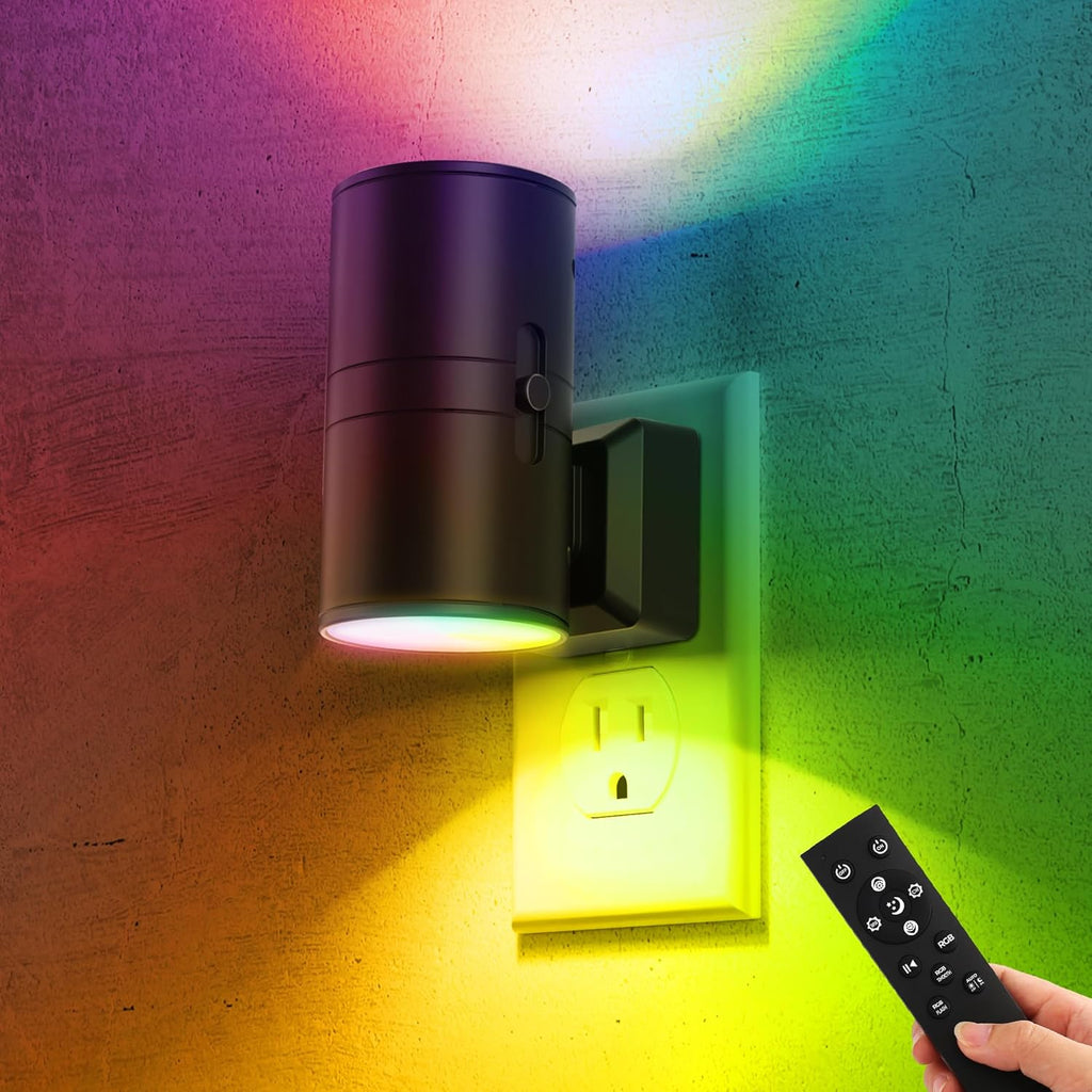Briignite Night Lights Plug into Wall, 1 Pack 11-Color Changing Night Light with 1 Remote Control, 3000K+6000K+RGB LED Nightlight for…
