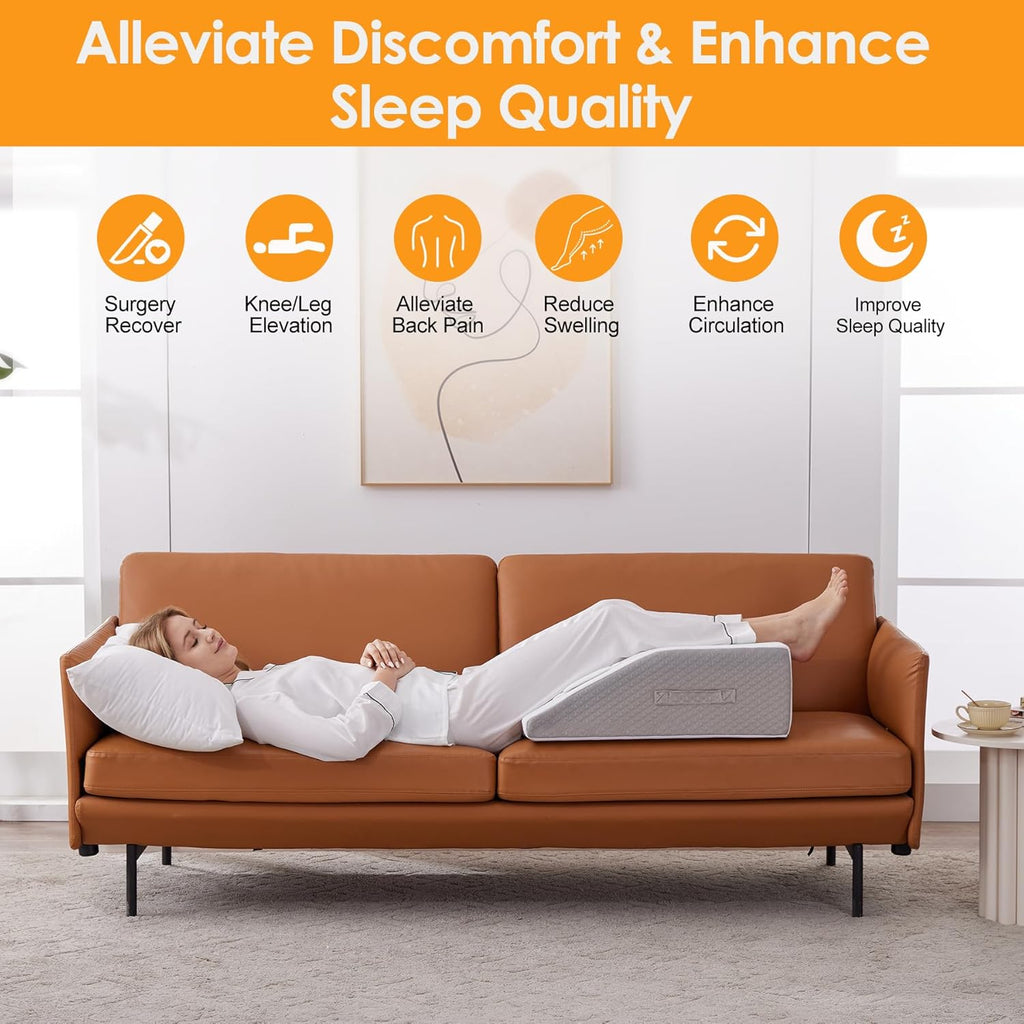 Ruqmuis Leg Elevation Pillow for After Surgery, Leg Elevating Pillow for Swelling & Blood Circulation, Leg Wedge Pillow for Sleeping, Knee…