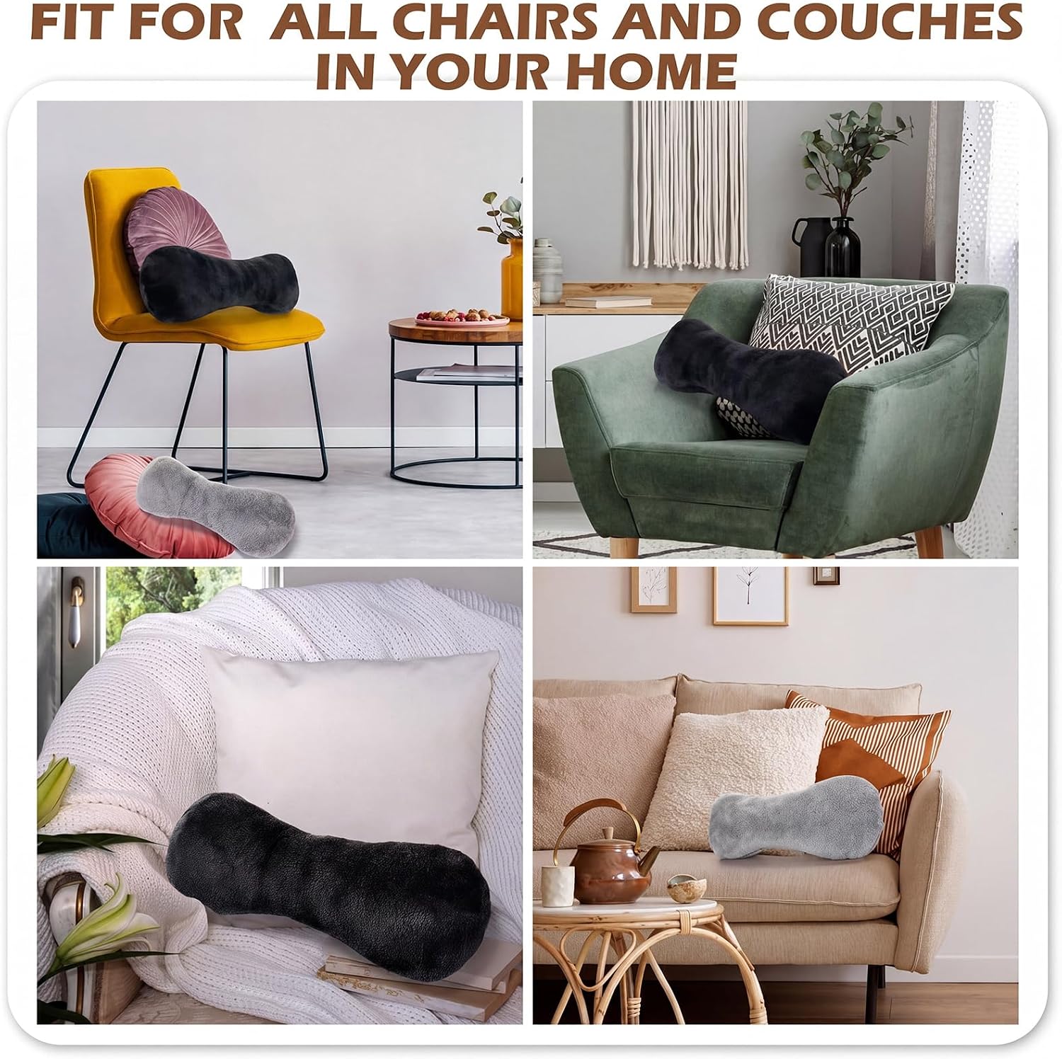 Colingmill 2 Pcs Neck Pillow for Recliner Headrest Pillow Bone Shaped Chair Plush with Adjustable Strap Neck Support and Curve Head Cushion…