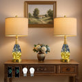 OYEARS 23" Table Lamps for Living Room Set of 2, Bedside Lamps for Night Stands, Rattan Lamps for Bedroom, Farmhouse Lamps with Glass…