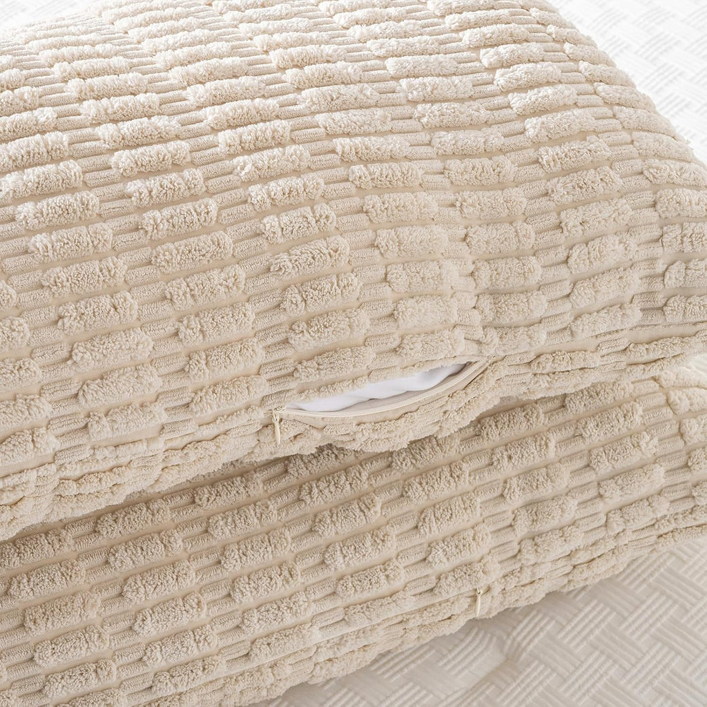 Fancy Homi Decorative Throw Pillow Covers for Bed Couch Bedroom Bench, Soft Corduroy Solid Pillow Case, Rustic Farmhouse Boho Room…