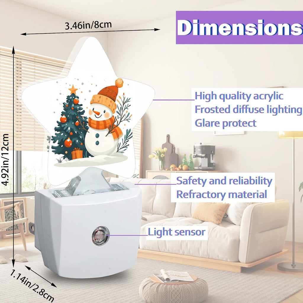 Night Lights Plug Into Wall Decorative, Cute Snowman Nightlights for Kids Bedroom, Winter Christmas Tree Energy Efficient Dusk-to-Dawn…