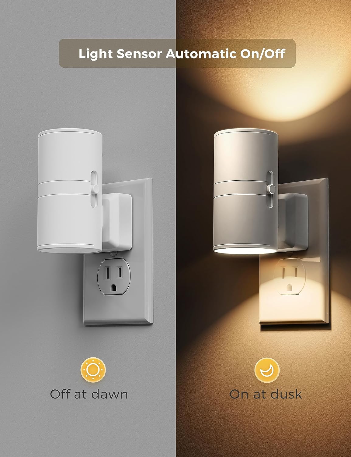 L LOHAS LED Night Light, Night Lights Plug into Wall, Dimmable Nightlight, 3000K Soft Light with Light Sensor, White Shade Nightlights…