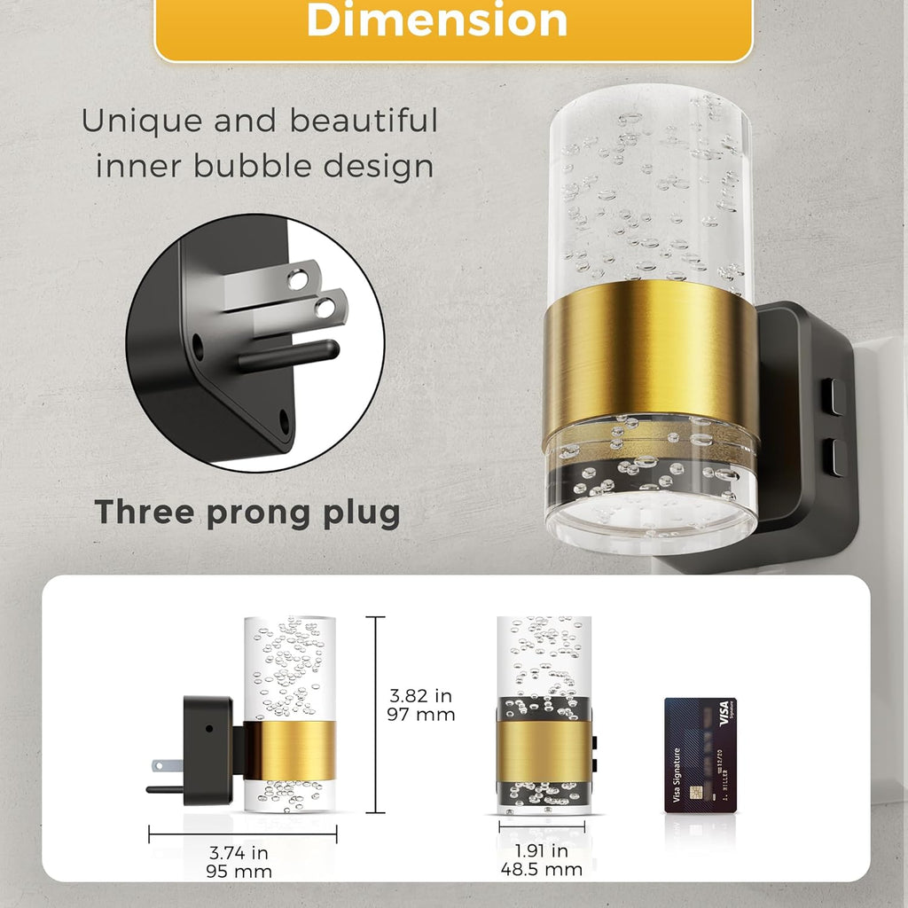 Night Lights Plug into Wall 2 Pack, Dimmable Night Light with Dusk-to-Dawn Light Sensor, Soft White/Cool White/Amber 3 Light Color…