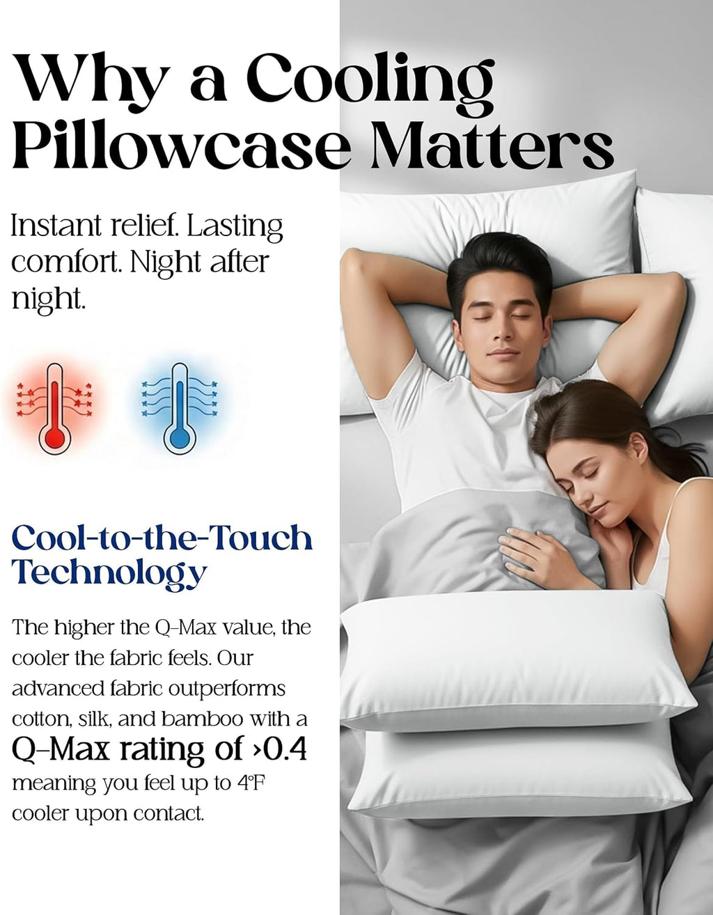 SLEEPHORIA Cooling Pillow Cases - BreezeWeave Standard Size Set of 2 Pillowcases for Hot Sleepers & Cool, Deep Rest - Cloud Soft, Si…