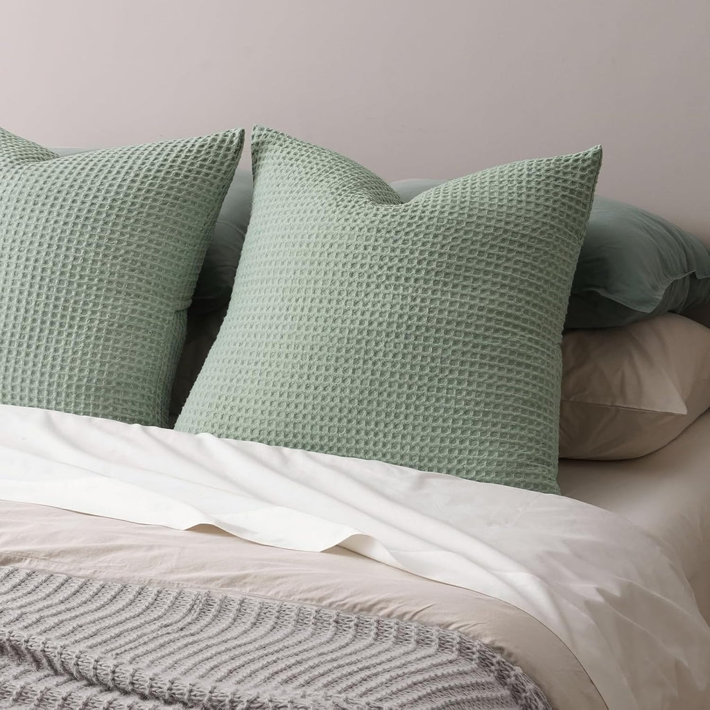 Phf Ultra Soft Waffle Weave Euro Shams Pillow Covers, No Filling, 2 Pack 26" x 26" Bed Cushion Covers, Breathable & Skin-Friendly Bed Pillo…