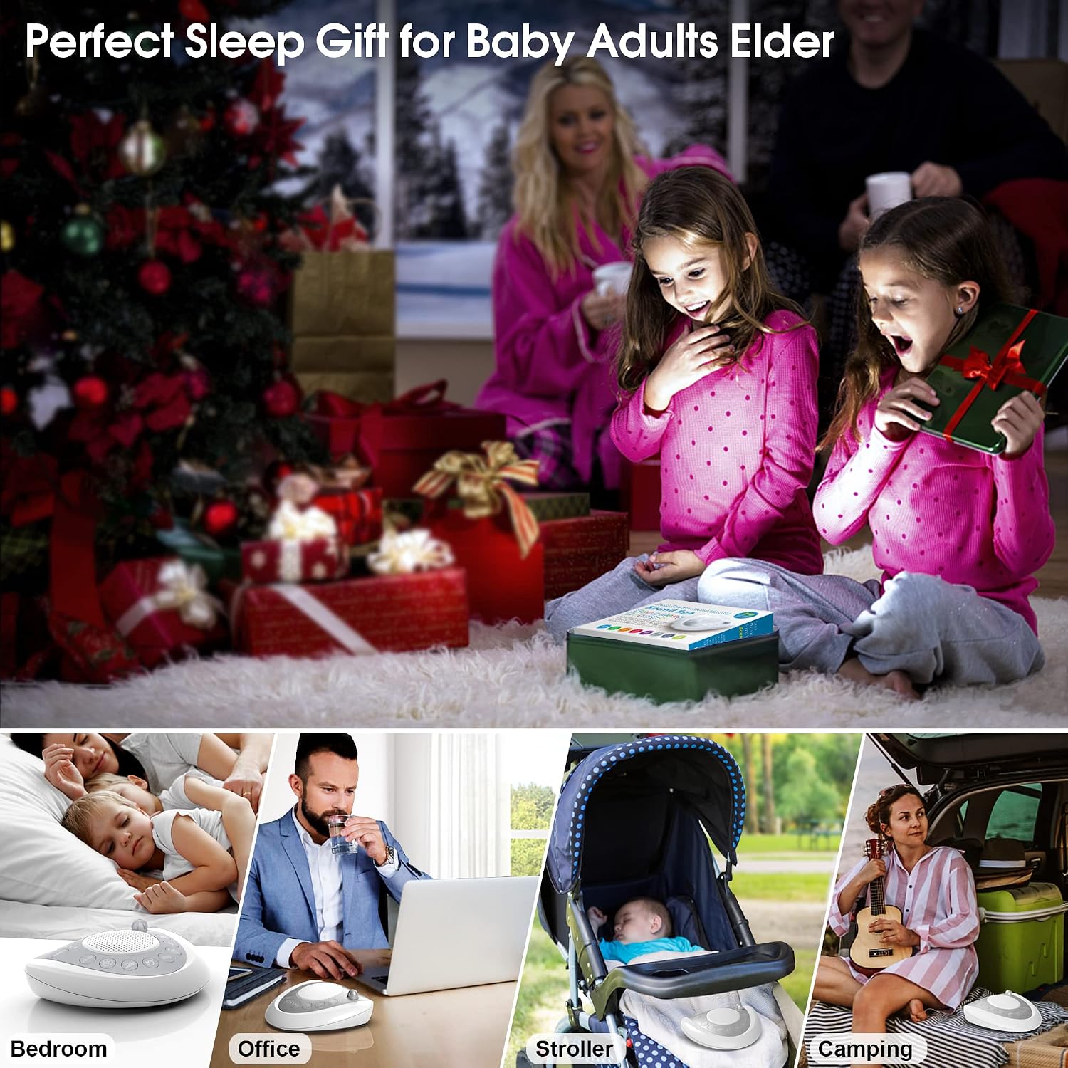 White Noise Machine, Portable Sleep Sound Machine with 24 Soothing Sounds, Timer & Memory Function, Headphone Jack, USB Charging, Powered…