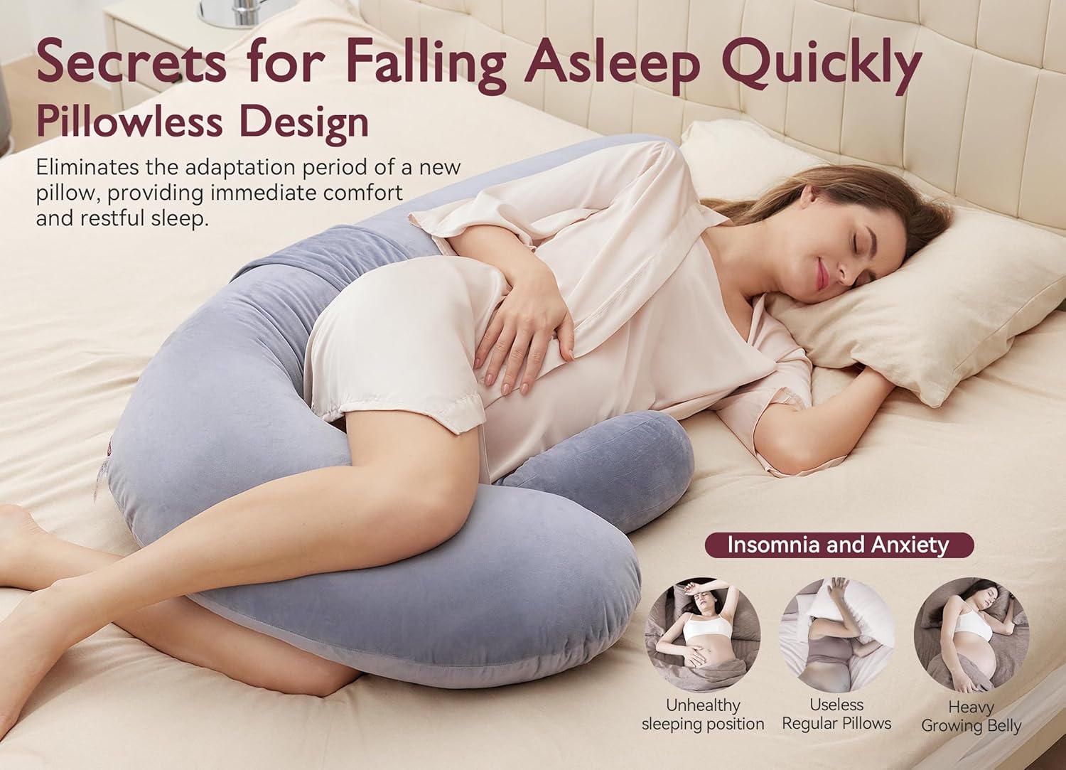 Momcozy Pregnancy Pillow, Original F Shaped Maternity Pillow for Pregnant Women with Adjustable Wedge Pillow, Full Body Support Pregnancy P…