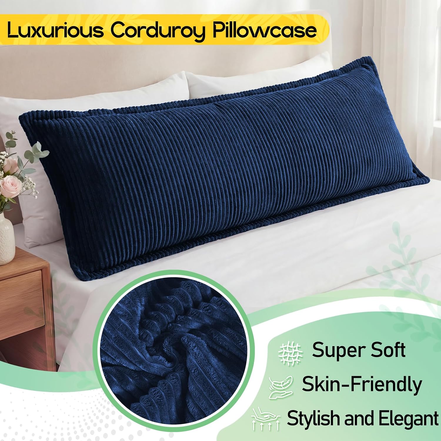 1 MIDDLE ONE Body Pillow, Memory Foam Body Pillows for Adults Sleeping, Long Pillow for Bed, Large Full Body Pillow for Side Sleeper with…
