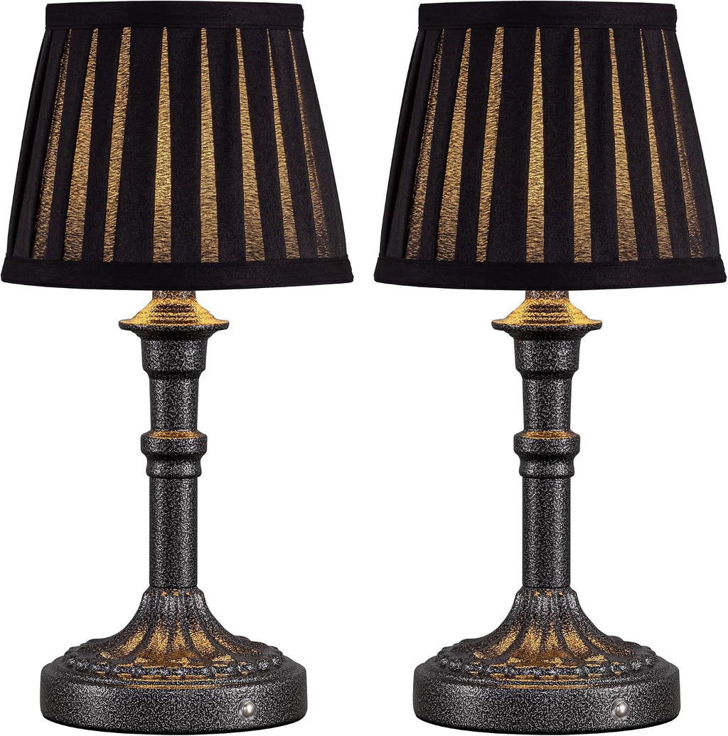 KDG Cordless Portables Table Lamp Set of 2, LED Fabric Shade Small Desk Lamps, 5000mAh Battery Powered Lighting, 2700K Stepless Dimmable…