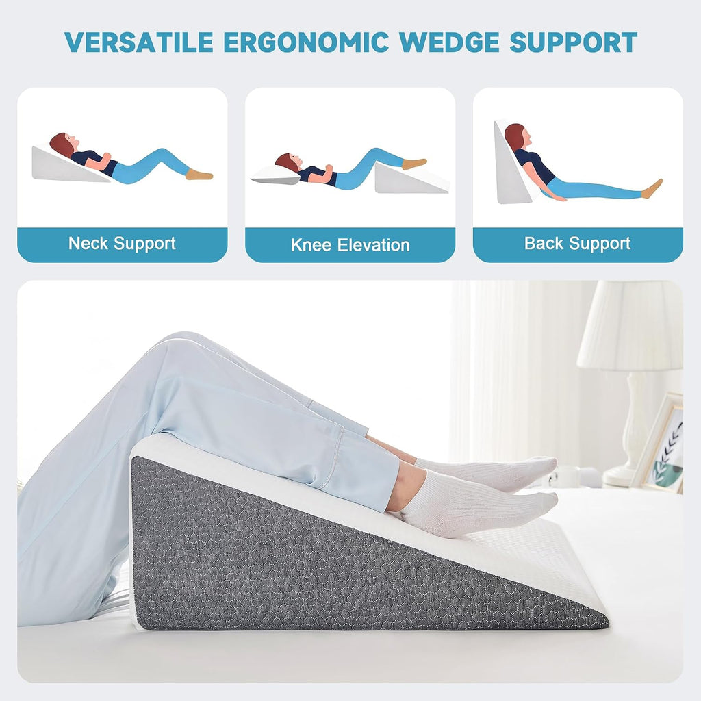 Yojoker Wedge Pillow for Sleeping - Bed Wedge Pillow for Headboard, High Density Foam Triangle Pillow for Elevated Sleeping, Snoring…
