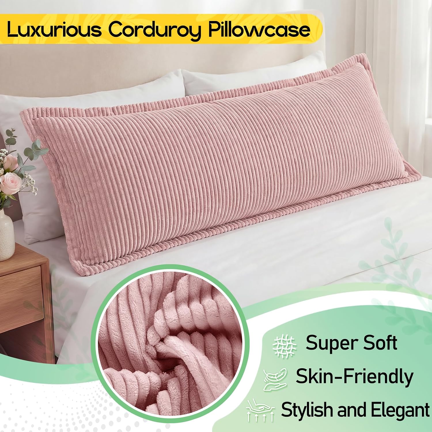 1 MIDDLE ONE Body Pillow, Memory Foam Body Pillows for Adults Sleeping, Long Pillow for Bed, Large Full Body Pillow for Side Sleeper with…