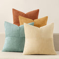 Miulee Boho Farmhouse Decorative Throw Pillow Covers 18x18 Inch 4 Packs Soft Vintage Pillow Cases Modern Corduroy Patchwork Cushion Covers…