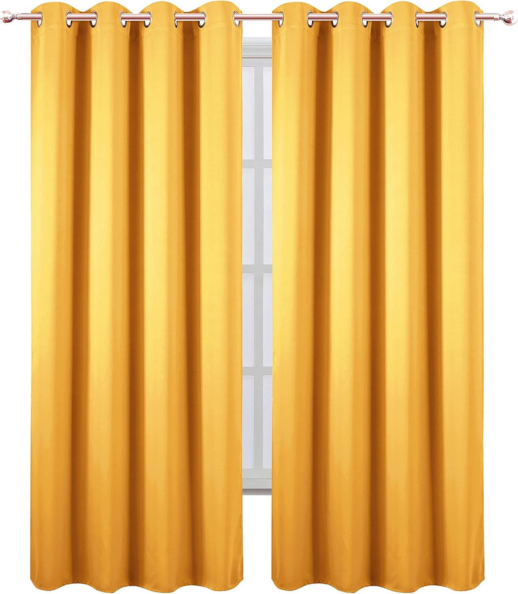 Lemomo Yellow Thermal Blackout Curtains/52 x 84 Inch/Set of 2 Panels Room Darkening Curtains 84 Inch silver