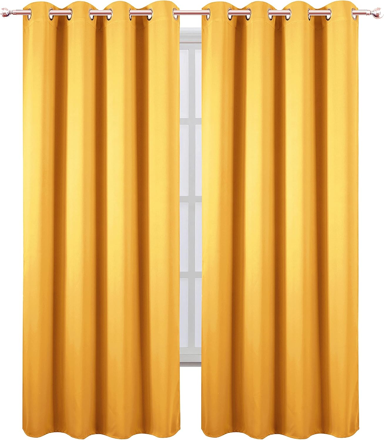 Lemomo Yellow Thermal Blackout Curtains/52 x 84 Inch/Set of 2 Panels Room Darkening Curtains 84 Inch silver