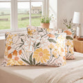Bedorm 100% Cotton Pillowcases Set of 2 Standard Size Pillow Cover Yellow Floral Botanical Pillow Cases Soft & Breathable Pillowcases with…
