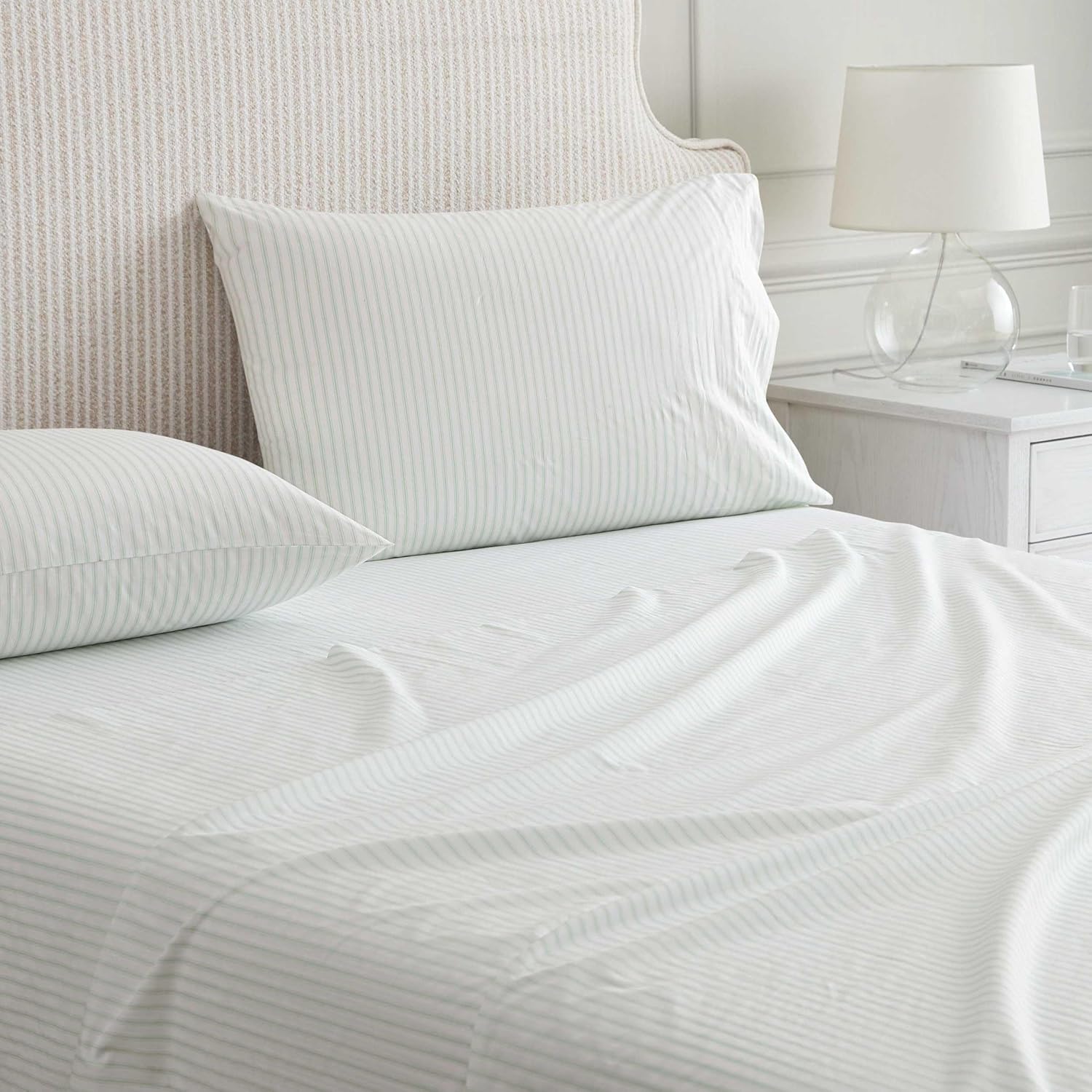 MarthaStewart Martha Stewart - Full Size Sheets Set, Crisp & Tailored Cooling Sheets with a Smooth Cotton Percale Lightweight Feel - Bed Sh…