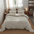 Simple&Opulence 100% Washed Linen Duvet Cover with Embroidered, 2 Pieces Soft Farmhouse Comforter Set with Button Closure,1…