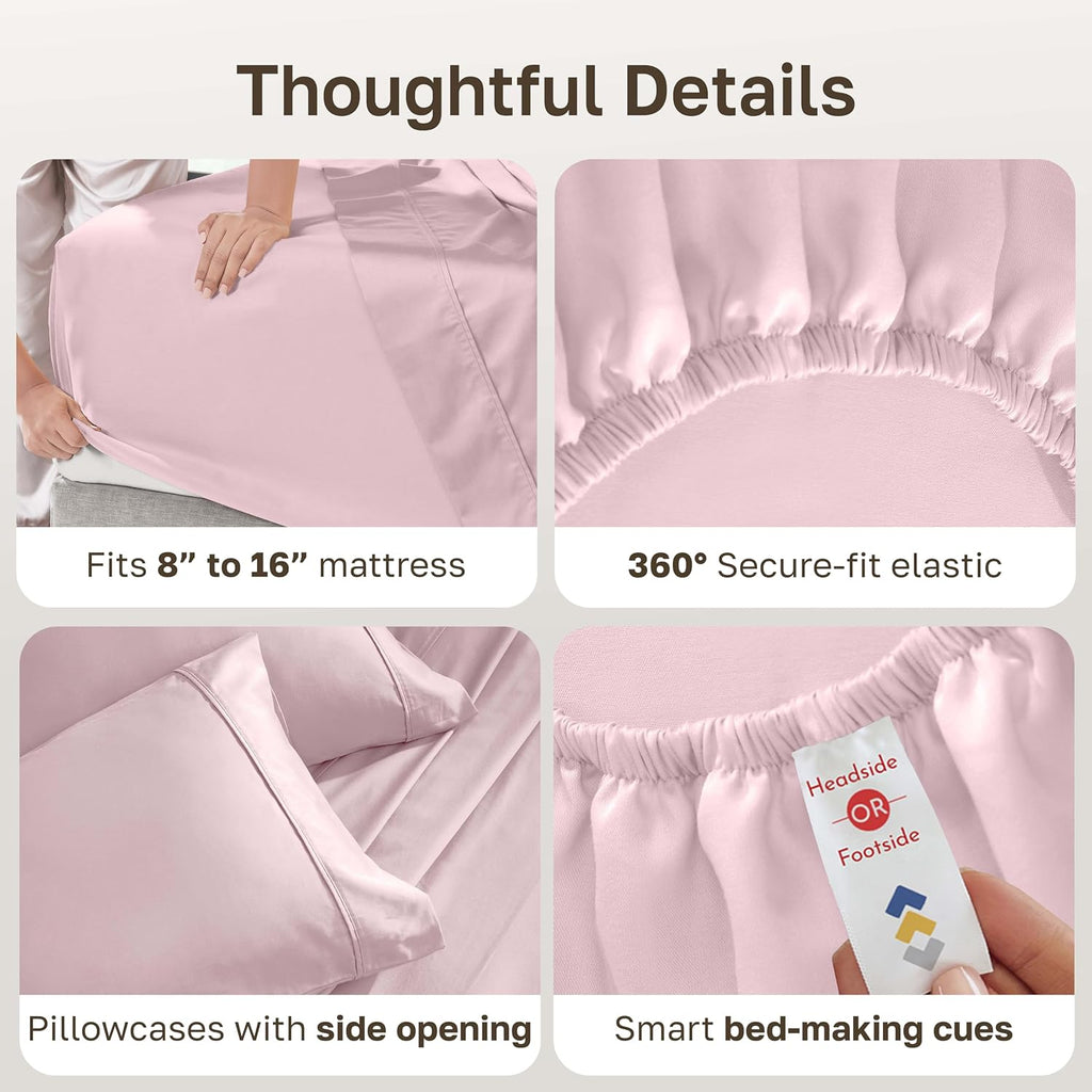 CaliforniaDesignDen California Design Den Soft Queen Size 100% Cotton Sheet Sets, 400 Thread Count Good Housekeeping Award Winner, Silky Sm…