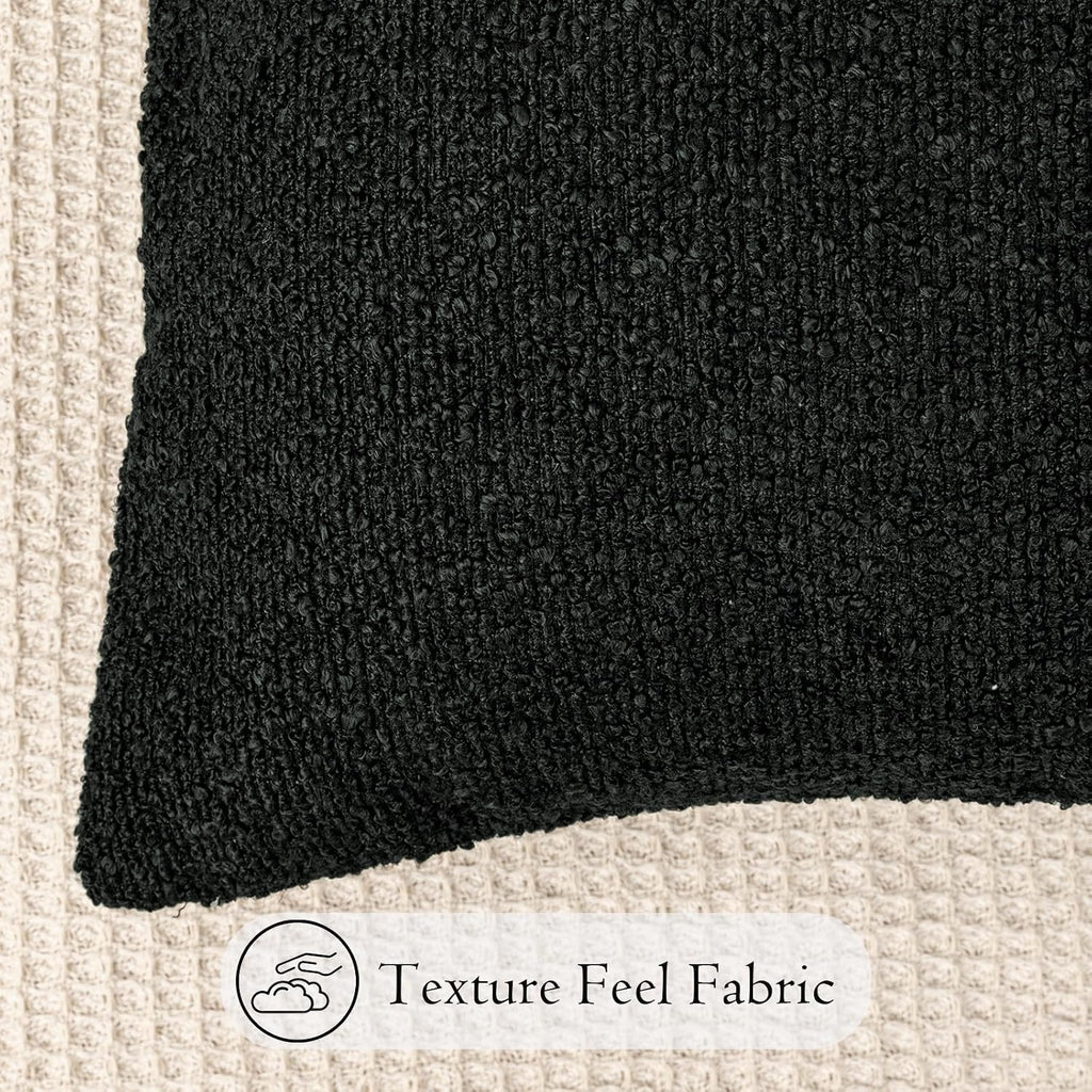 JoraLion 20x54 inch Neutral Boucle Body Pillow Cover, Black Long Pillow Cover Cozy Soft Cushion Case for Couch Sofa Bed Living Room Home…