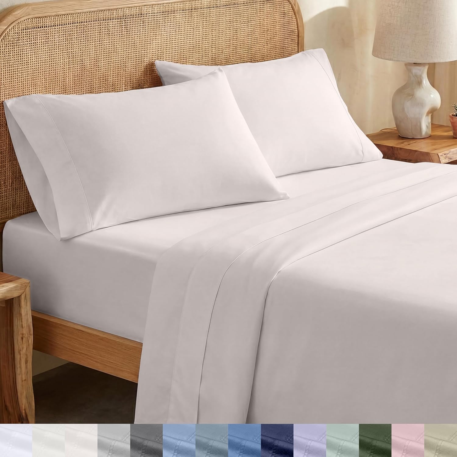CaliforniaDesignDen California Design Den Extra Long Twin Sheets Set - 100% Organic Cotton Bed Sheets, Crisp Percale, Deep Pockets, Breatha…